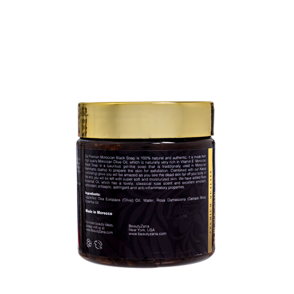 Moroccan Black Soap with Damask Rose - BeautyZana